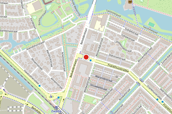 Brandweer-melding op Frankhuizerallee, Zwolle op 28 juni, kaart-overzicht