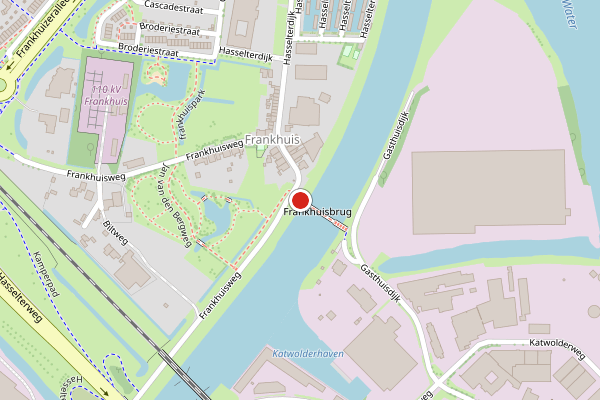Brandweer-melding op Frankhuisbrug, Zwolle op 1 juli, kaart-overzicht