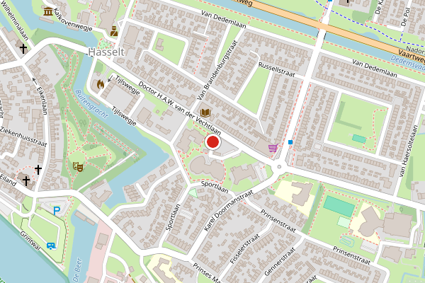 Brandweer-melding op Het Gasthuysland, Hasselt op 2 juli, kaart-overzicht