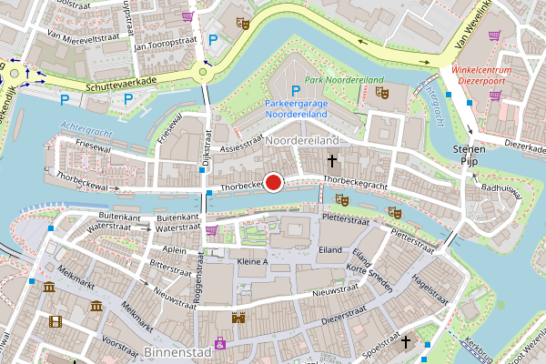 Brandweer-melding op Thorbeckegracht, Zwolle op 4 juli, kaart-overzicht