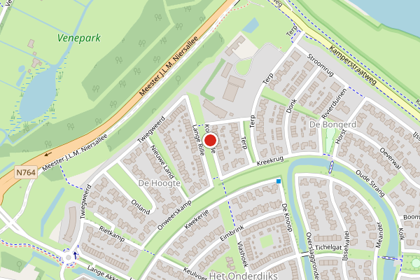 Brandweer-melding op Korte Rille, Kampen op 8 juli, kaart-overzicht