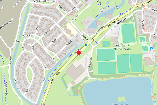 Brandweer-melding op Kamperdijk, Genemuiden op 9 juli, kaart-overzicht