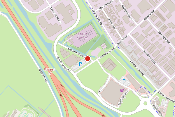 Brandweer-melding op Eastmanstraat, Kampen op 10 juli, kaart-overzicht