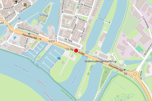 Brandweer-melding op Hasselterdijk, Zwartsluis op 12 juli, kaart-overzicht
