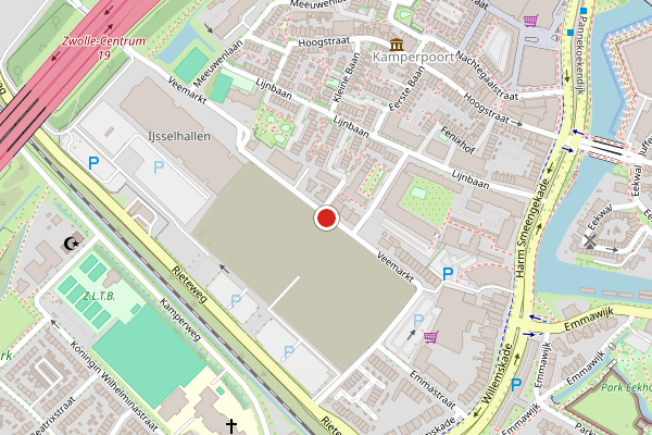 Brandweer-melding op Veemarkt, Zwolle op 14 juli, kaart-overzicht