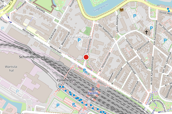 Brandweer-melding op Stationsplein, Zwolle op 24 juli, kaart-overzicht
