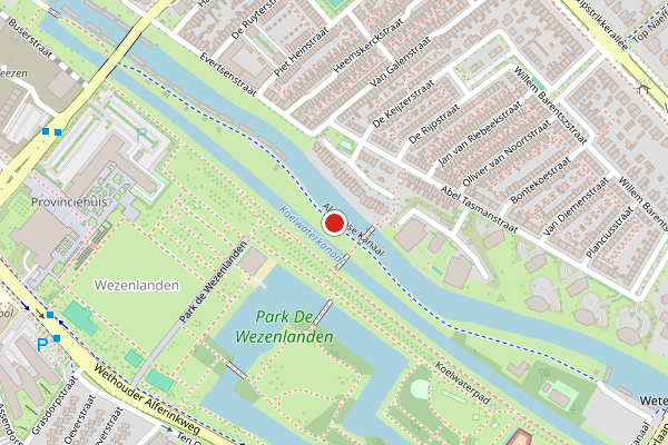 Brandweer-melding op Almelose Kanaal, Zwolle op 25 juli, kaart-overzicht