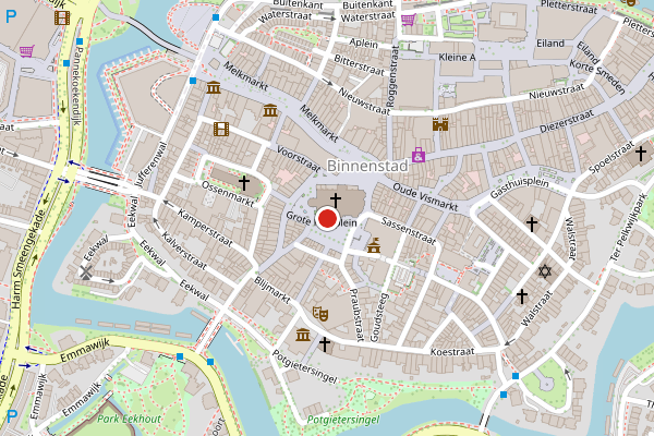 Brandweer-melding op Grote Kerkplein, Zwolle op 31 juli, kaart-overzicht