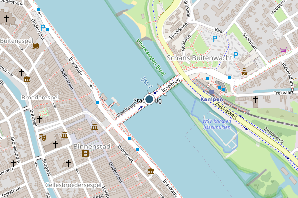 Politie-melding op IJsselbrug, Kampen op 31 juli, kaart-overzicht