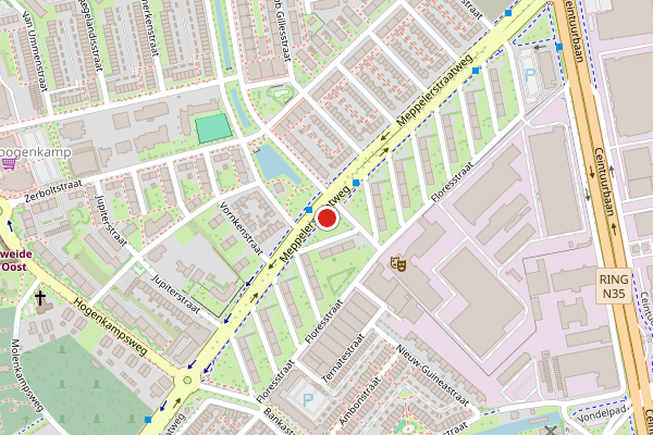 Brandweer-melding op Meppelerstraatweg, Zwolle op 1 augustus, kaart-overzicht