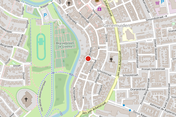 Brandweer-melding op Langestraat, Genemuiden op 1 augustus, kaart-overzicht