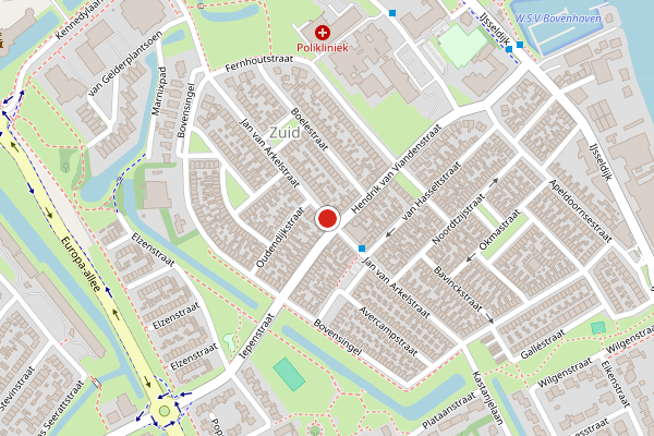 Brandweer-melding op Jan van Arkelstraat, Kampen op 5 augustus, kaart-overzicht