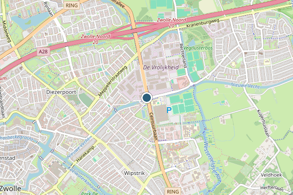 Politie-melding op contact cellencomplex, Zwolle op 6 augustus, kaart-overzicht
