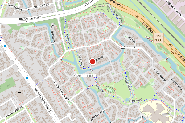 Brandweer-melding op Loezekamp, Zwolle op 31 mei, kaart-overzicht