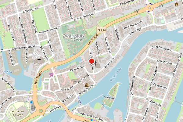Brandweer-melding op Fortresselaan, Zwartsluis op 28 mei, kaart-overzicht