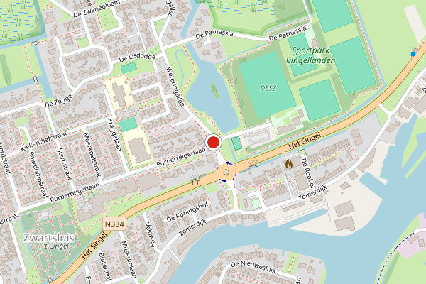 Brandweer-melding op Weteringallee, Zwartsluis op 24 mei, kaart-overzicht