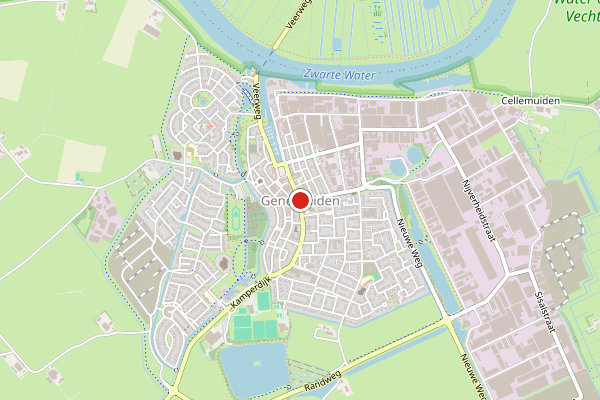 Brandweer-melding op Oosterkaai, Genemuiden op 19 mei, kaart-overzicht