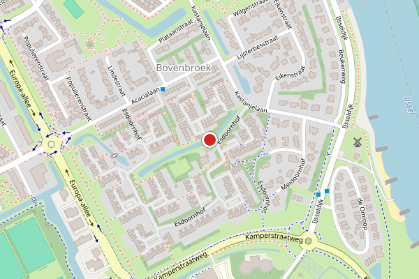 Brandweer-melding op Esdoornhof, Kampen op 29 mei, kaart-overzicht