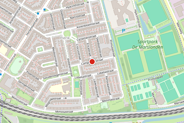 Brandweer-melding op Campanulastraat, Zwolle op 5 juni, kaart-overzicht