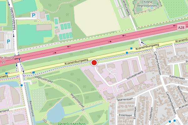 Brandweer-melding op Schrevenweg, Zwolle op 7 juni, kaart-overzicht