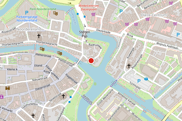 Brandweer-melding op Badhuiswal, Zwolle op 7 juni, kaart-overzicht