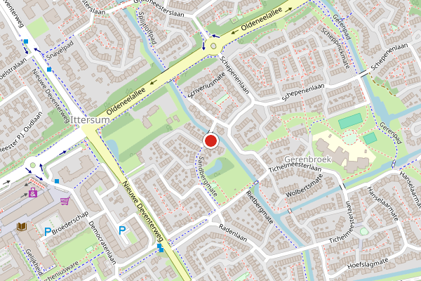 Brandweer-melding op Sandbergmate, Zwolle op 13 juni, kaart-overzicht