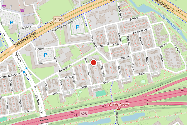 Brandweer-melding op Alm, Zwolle op 17 juni, kaart-overzicht