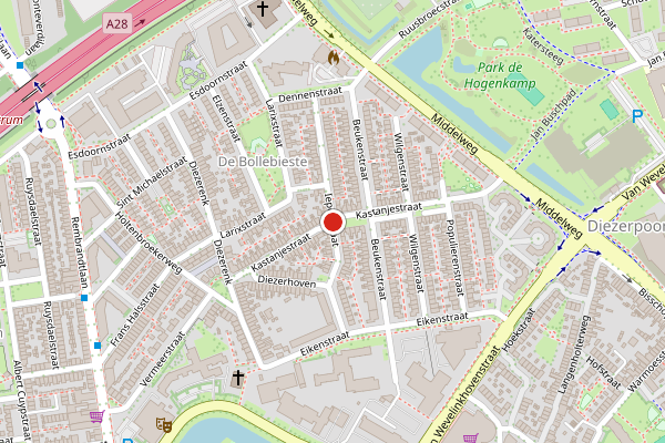 Brandweer-melding op Iepenstraat, Zwolle op 20 juni, kaart-overzicht