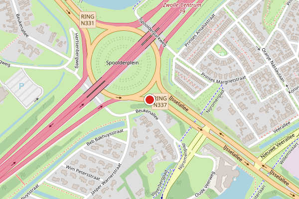 Brandweer-melding op IJsselallee, Zwolle op 20 juni, kaart-overzicht