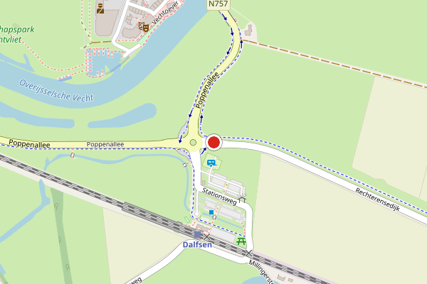 Brandweer-melding op Rechterensedijk, Dalfsen op 19 juni, kaart-overzicht