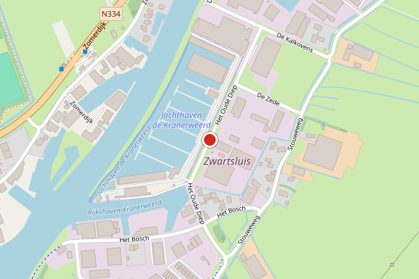 Brandweer-melding op Het Oude Diep, Zwartsluis op 22 juni, kaart-overzicht
