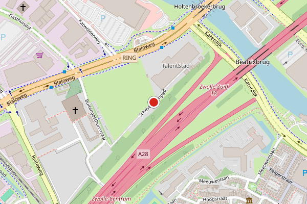 Brandweer-melding op Schevemolenpad, Zwolle op 24 juni, kaart-overzicht