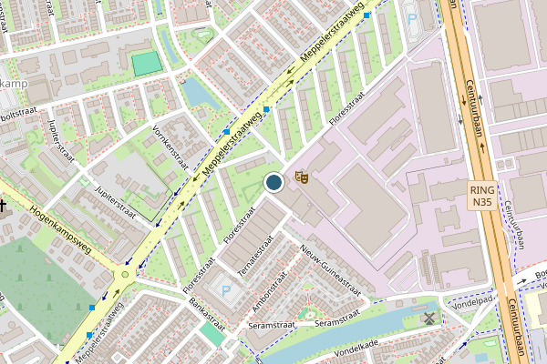 Politie-melding op Floresstraat, Zwolle op 25 juni, kaart-overzicht