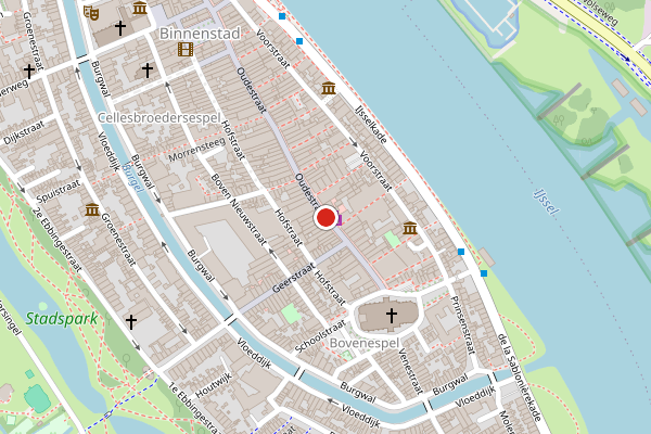 Brandweer-melding op Oudestraat, Kampen op 27 juni, kaart-overzicht
