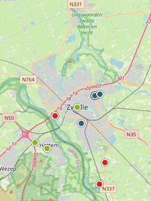 Kaart laatste meldingen P2000 Zwolle